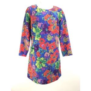 J. Crew Womens Dress Size 0 Blue Floral 3/4 Sleeve